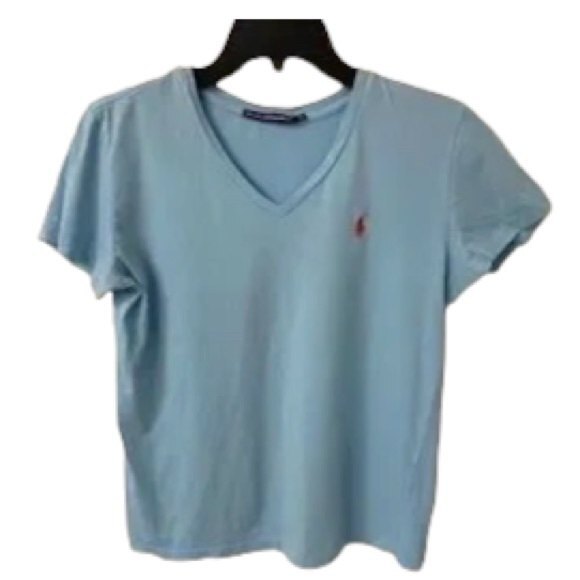 Ralph Lauren Sport Basic Short Sleeve V-Neck T-Shirt. Light Blue. Medium. - Picture 1 of 6